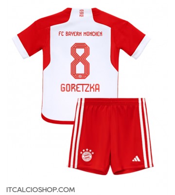 Bayern Munich Leon Goretzka #8 Prima Maglia Bambino 2023-24 Manica Corta (+ Pantaloni corti)